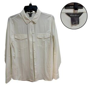 Eddie Bauer Women’s White Button Down Shirt Small Long Sleeve Classic Fit NWT